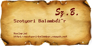 Szotyori Balambér névjegykártya